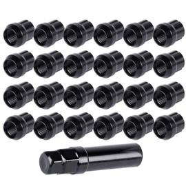 ECCPP Replacement for Wheel Lug Nuts 20 Pieces + 1 Key 1/2" x20 Black Chrome Bulge Acorn Drive Open End 1" Spline Socket Lug Nuts for Ford Lincoln Mercury 1980-2014