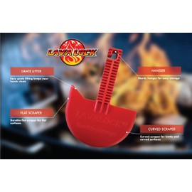 LavaLock Smok-n-Scrape - Rascador de asador y ahumador, herramienta de limpieza para Weber Kettle, Weber Smokey Mountain, UDS, WSM (rojo Smoke-n-Scrape)