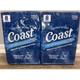 Coast Deodorant Bath Soap Bars 3.2 oz Bars Classic Scent Pacific Force 16-pack