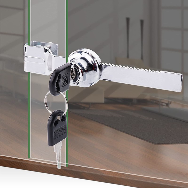 Waziaqoc 2PCS Sliding Glass Door Ratchet Lock with Chrome Finish,