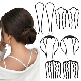 8 Piece Hair Side Combs Black Metal Hair Fork Clip for Women French Hair Pin Stick for Updo Bun, Hair Combs Hair Pins for Buns Hairstyle Hair Accessories for Thick & Fine Hair
