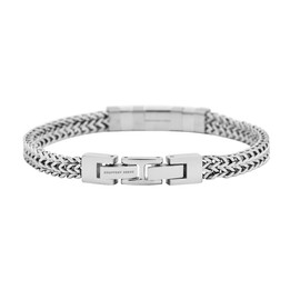 Geoffrey Beene Men’s Stainless Steel Double Franco Chain Bracelet with Extension (Silver)