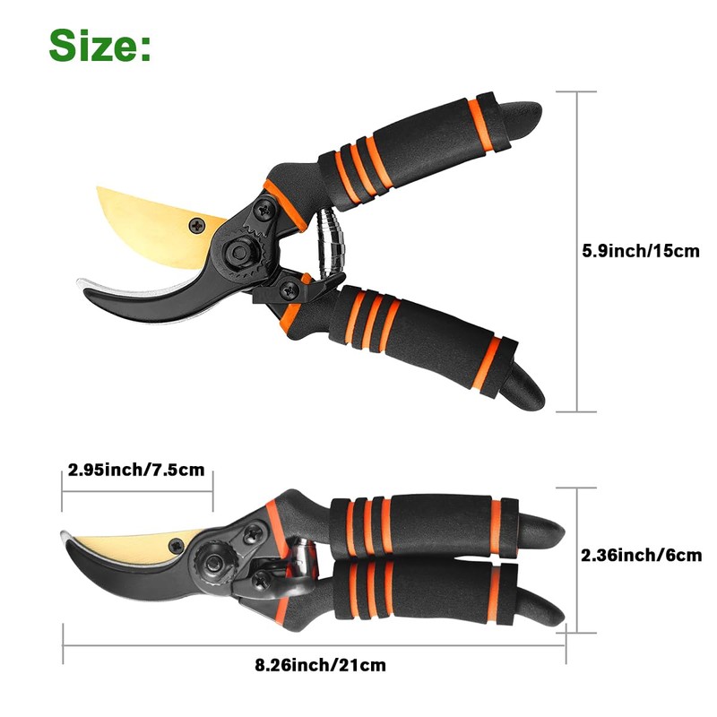 8" Pruning Shears for Gardening –Garden Clippers with Safety Lock
