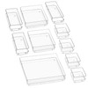 Puricon Desk Drawer Organizers (10 Pcs), Clear Versatile Plastic Storage Bins Makeup Organizer Dividers Vanity Trays for Bedroom Dresser Bathroom Kitchen Office -Clear