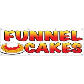 4LessCo 2x6 Feet FUNNEL CAKES Banner Fabric Polyester Sign With Grommets wb