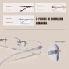 ZESAKER Rimless Reading Glasses for Women, Rectangle Blue Light Blocking