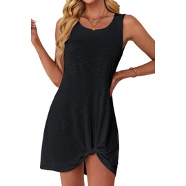 Halife Swim Cover Up for Women Soft Sleeveless Twist Basic Bikini Pool Coverup Dress Casual Beach Vacation Essentials Coverups Black 2XL