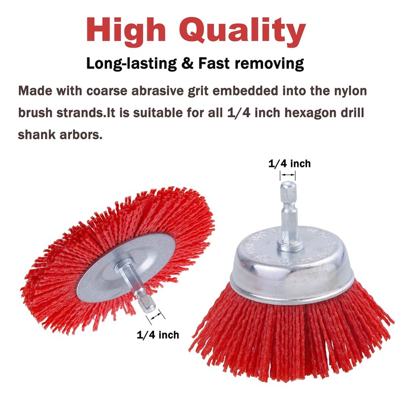 Rocaris 10 Pack Nylon Filament Abrasive Wire Brush Wheel &