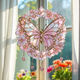 OTAKU KRAFT Butterfly with Flower Acrylic Sun Catchers Indoor Windown Suncatchers for Windows Hanging Garden Suncatchers Window Decor Outdoor Suncatcher Holiday Custom Gifts