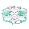 Hithop Leather Wrap Bracelets Girls Double Hearts Infinity Rope Wristband