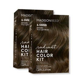 Madison Reed Madison Reed Radiant Hair Color Kit, Light Brown for 100% Gray Coverage of Resistant Gray Hair, Ammonia-Free, 6.5NNN Novara Light Brown, Permanent Hair Dye, Pack of 2