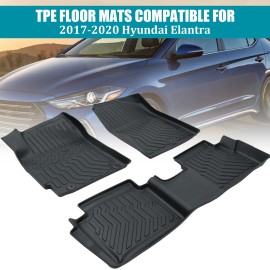 Aftermarket Products All-Weather Floor Mats for 2017-2020 Hyundai Elantra  TPE Rubber Liners Black