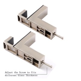 2 Set of Wood/Glass Shelf Bracket Holder/Wall Mount Panel Glass Clip Clamp, Adjustable, Brushed Nickel (Small)