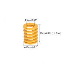 sourcing map Tool Spring 18 mm Outer Diameter 20 mm Long Spiral Embossing Light Load Compression Springs for 3D Printers Electrical Parts Yellow Pack of 2