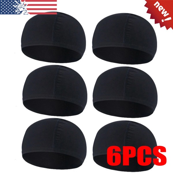 6PCS Cooling Cycling Skull Cap Sweat Wicking Helmet Liner Running