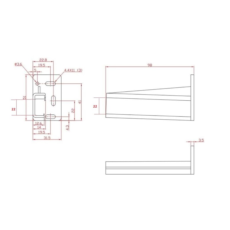 One Pair - KT HR9000RL Rear Drawer Track Socket Mounting