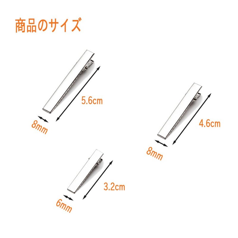 Hair Clip Base, 3 Sizes 30 Pieces, Silver, DIY Hairpin
