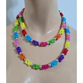 Multi-color Love Beads Handmade 40" Strand Necklace Earrings Bracelet One of a Kind