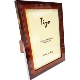 Tizo 5" X 7" Brown Wooden Frame with Inlaid Border, Made in Italy
