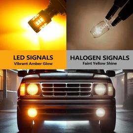 Zyvirexa 3157 LED Turn Signal Bulbs Compatible For Ford Explorer 1991-2019 (Front) & 1991-1994, 2001-2010 (Rear), 3357 3457 375 Bulb, Amber Yellow, Plug and Play, Pack of 2