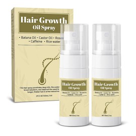 Hair Growth Oil Spray, 2 Pcs Natural Rosemary Batana Castor Oil, Dr. Sebi Approved, Hair Growth Thickening for Women Men Thinning Hair Regrowth