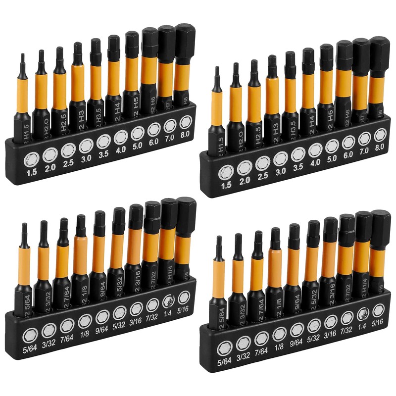 40Pcs Impact Hex Head S2 Alloy Steel Allen Wrench Drill