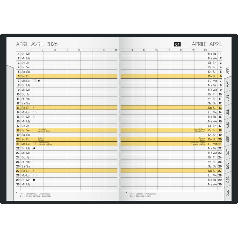 rido/idé Pocket Calendar Model Uni Planner 2026 | A6, Plastic,
