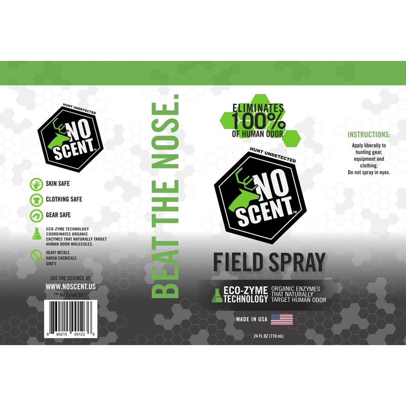 No Scent 24oz Field Spray. Hunting Accessories, Odor-Eliminating Hunting Spray,
