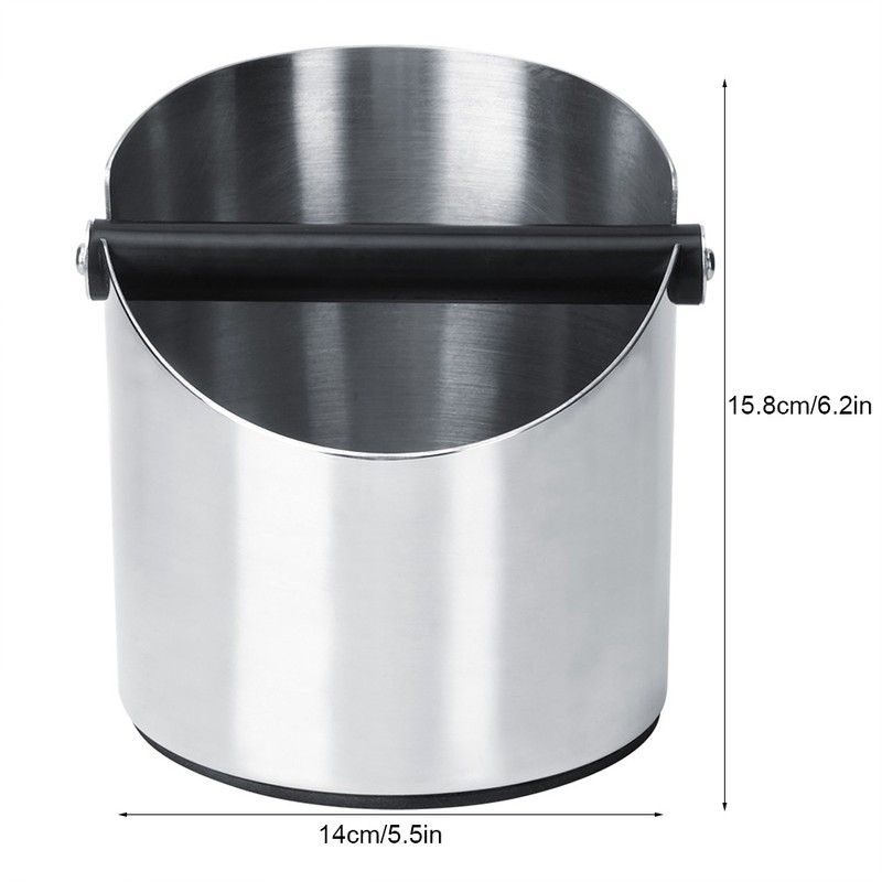 Thicken Round Stainless Steel Coffee Grounds Container Box Bucket Durable