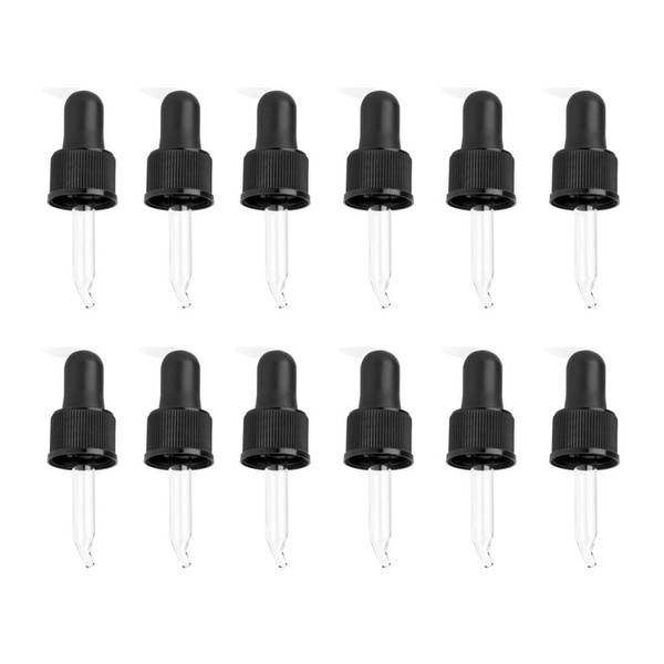Bent Tip Dropper Tops for Small 5ml Essential Oil Bottles – Glass Eye Droppers for Oils - Fit doTERRA Young Living Aura Cacia Plant Therapy Revive – 12 Pack
