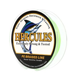 HERCULES Trenzado l¨ªnea de Pesca 300M, 328 DS, 10lbs-300lbs PE 8 filamentos, Agua Salada, Verde fosforescente, 10lb/4 5kg 0.12mm