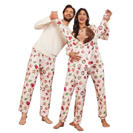 Ekouaer Family Christmas Pajamas Matching Sets Womens Mens Pjs Long Sleeve Lounge Set Holiday Sleepwear Champagne XL