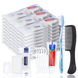 HQSLsund 5 Sets Personal Hygiene Kit Bulk, Disposable Toothbrushes with Toothpaste Floss Comb Soap and Cover, Toiletry Kits Homeless Supplies Bulk for Women,Men,Travel,Homeless