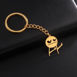 Dreamtimes Skeleton Smiley little Man Sign Language Keychain Finger Medium Stickman Keychain Scornful little man Keychain (GOLD)