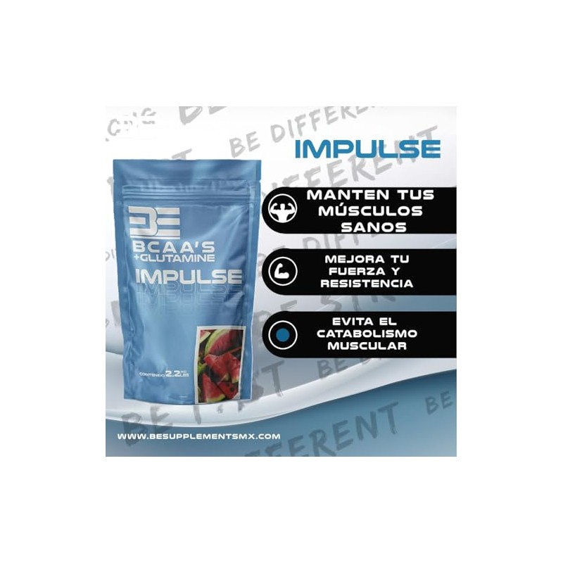 Impulse Bcaas Glutamina 1 Kg 50 Servicios sabor sandia