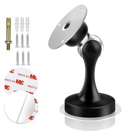 KOLAKO Magnetic Door Stops, Black Door Stops for Skirting Boards, Stainless Steel Wall Mounted, Heavy Duty, Soft Door Catches, No Drilling Required, Pack of 2