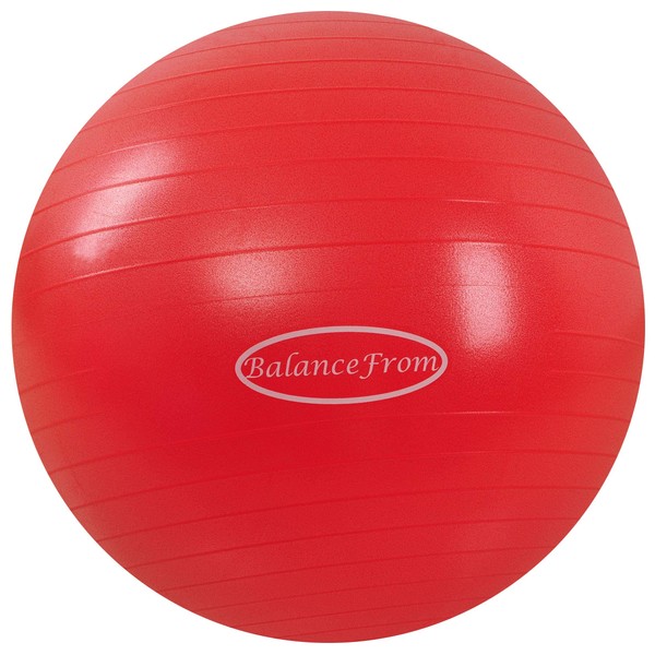 BalanceFrom Anti-Burst and Slip Resistant Exercise Ball Yoga Ball Fitness Ball Birthing Ball with Quick Pump, 2,000-Pound Capacity (78-85cm, XXL, Red)