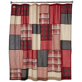 Woolrich Sunset Cotton Shower Curtain, Plaid Lodge/Cabin Shower Curtains for Bathroom, 72 X 72, Red