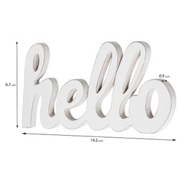 Rustic Distressed White Wooden Hello Sign for Home Decor 14", Wall Hanging Hello Door Sign, Handmade Outdoor Welcome Signs for Porch, Farmhosue Christmas Signs for Shelf Living Room