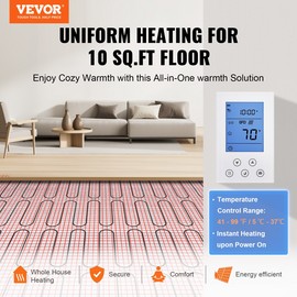 VEVOR Electric Floor Heating Mat, 10 Sq.ft - Radiant In-Floor Warm System with Digital - 10 sq.ft