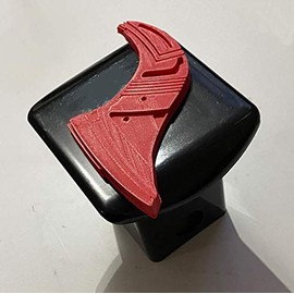 LicensePlateFreak Yondu Fin in 3D - 2 inch Trailer Hitch Cover Black with RED - Cool Boomarang Robot Style