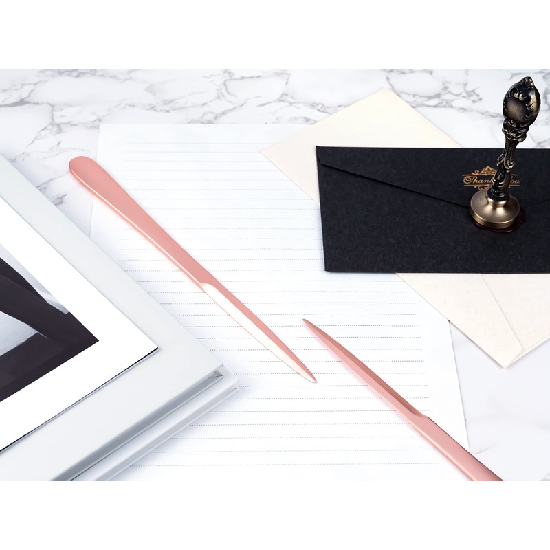 MUSROD 9" Rose Gold Metal Letter Opener with Minimalist Design,