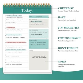 To Do List Notepad - Daily Planner Notepad Undated 52 Sheets Tear Off, 6.5" x 9.8" Checklist Productivity Organizer with Hourly Schedule for Tasks