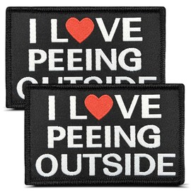 I Love Peeing Outside Funny Patches,2 Pcs Fun Boys Biker Saying Hook and Loop Embroidered Applique Emblem for Hat Backpack Vest Uniform Coats Jeans Jackets Clothes Bags Helmet