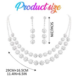 Zoestar Bridal Rhinestone Necklace Earrings Set Formal Fashion Jewelry for Women, /, No Gemstone