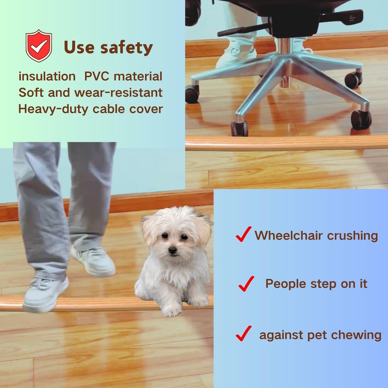 BEIEBIJOB 3.3ft Self Adhesive Floor Cord Cover,Heavy Duty Soft PVC