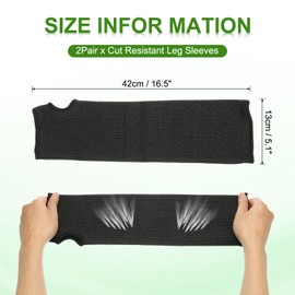 PATIKIL 42cm Cut Resistant Leg Sleeves, 2Pair HPPE Protective Leg Protectors Sleeves Thin Skin Protective Sleeves for Welding Lawn Mowing Construction, Black