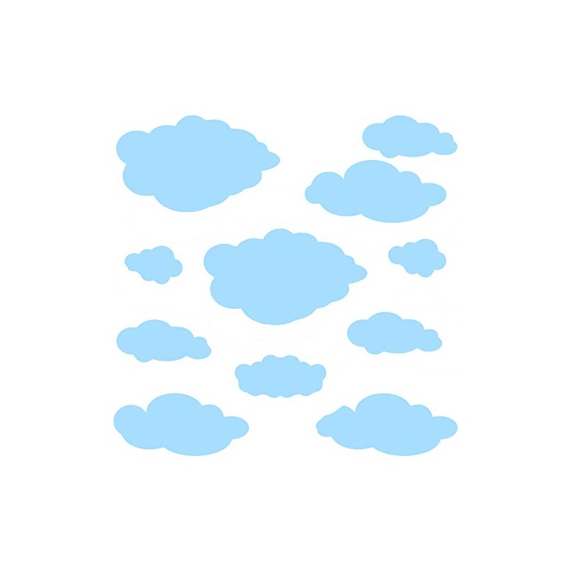 Set of 11 Clouds Wall Sticker Clouds Sky (Baby Blue)
