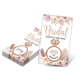 Bridal Shower Scratch Off Game Cards - Glitter Diamond Ring - Boho Floral Wedding Shower Ideas - Bride Shower Party Activities & Supplies - Bachelorette/Engagement Party Decorations - 50 Pack(14)