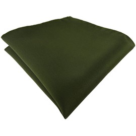 TigerTie Satin Pocket Square Plain Polyester 26 x 26 cm, Olive Green